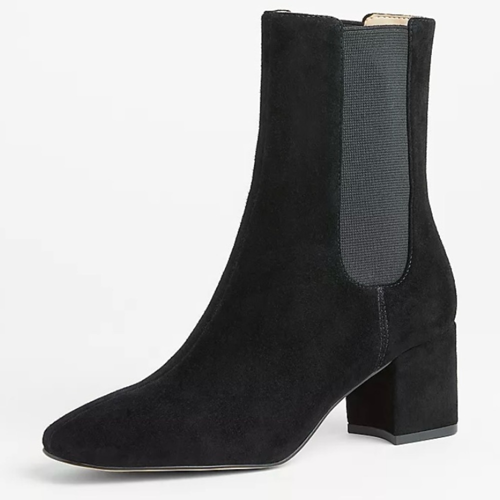 Ann Taylor Block Heel Suede Chelsea Booties
